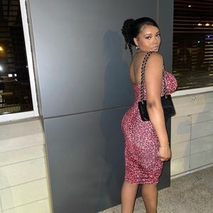 Pink animal print going out dress